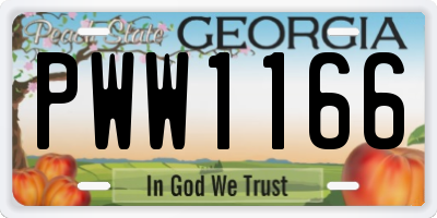 GA license plate PWW1166