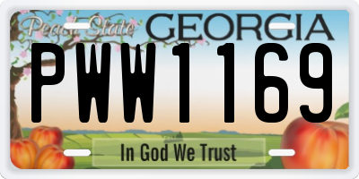 GA license plate PWW1169
