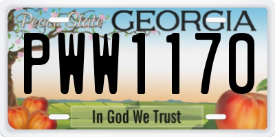 GA license plate PWW1170