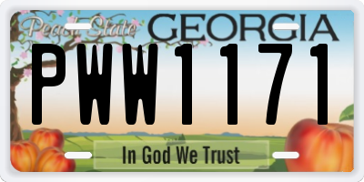 GA license plate PWW1171