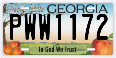 GA license plate PWW1172