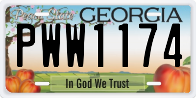 GA license plate PWW1174