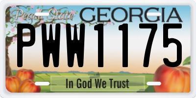 GA license plate PWW1175