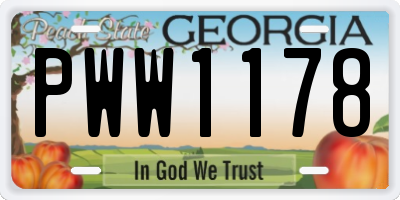 GA license plate PWW1178