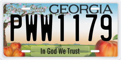 GA license plate PWW1179