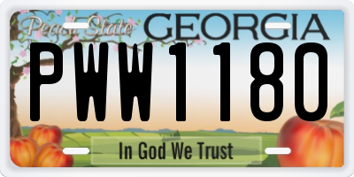 GA license plate PWW1180