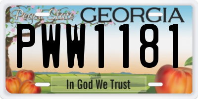GA license plate PWW1181