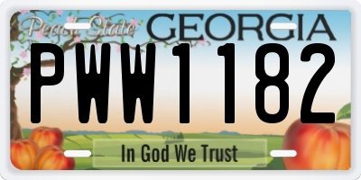 GA license plate PWW1182