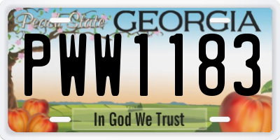 GA license plate PWW1183