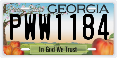 GA license plate PWW1184