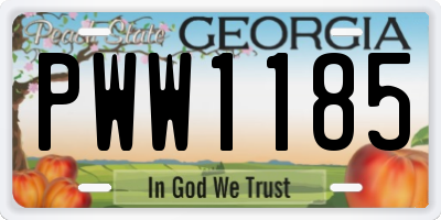 GA license plate PWW1185