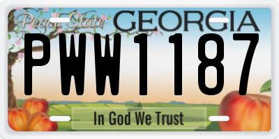 GA license plate PWW1187