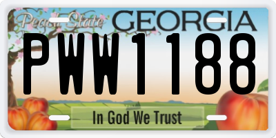 GA license plate PWW1188