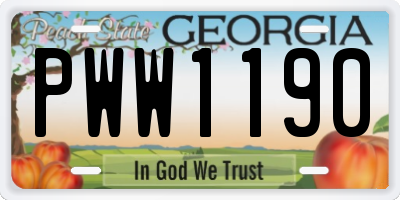 GA license plate PWW1190