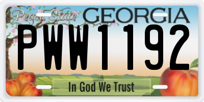 GA license plate PWW1192