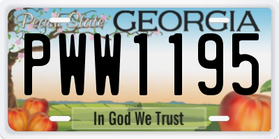 GA license plate PWW1195