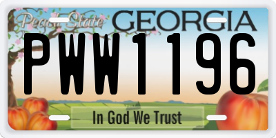 GA license plate PWW1196