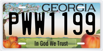 GA license plate PWW1199