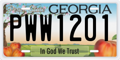 GA license plate PWW1201