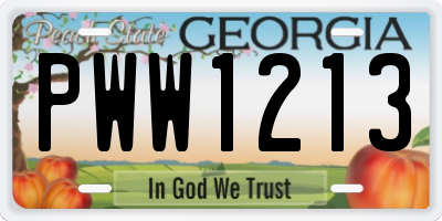 GA license plate PWW1213