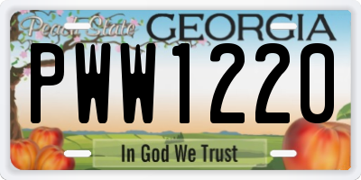GA license plate PWW1220