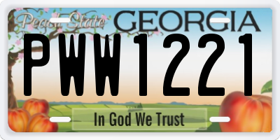 GA license plate PWW1221