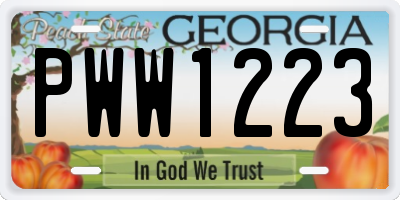 GA license plate PWW1223