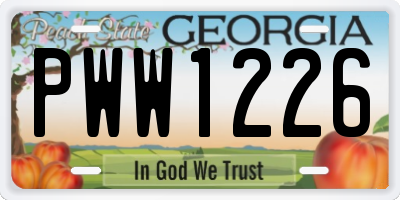 GA license plate PWW1226