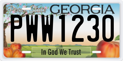 GA license plate PWW1230