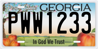 GA license plate PWW1233