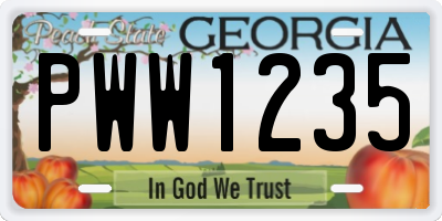 GA license plate PWW1235