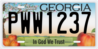GA license plate PWW1237
