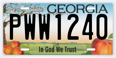 GA license plate PWW1240