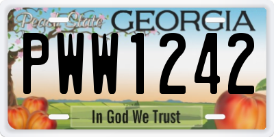 GA license plate PWW1242