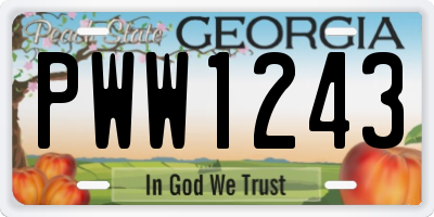 GA license plate PWW1243