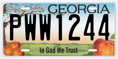 GA license plate PWW1244