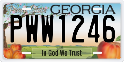 GA license plate PWW1246