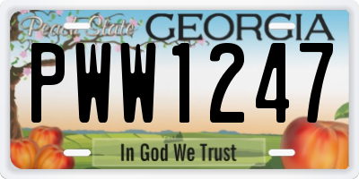 GA license plate PWW1247