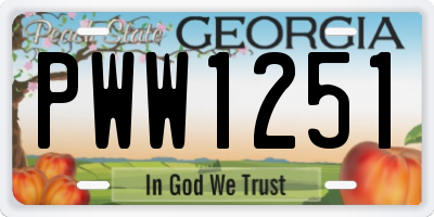 GA license plate PWW1251