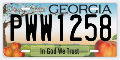 GA license plate PWW1258