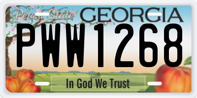 GA license plate PWW1268
