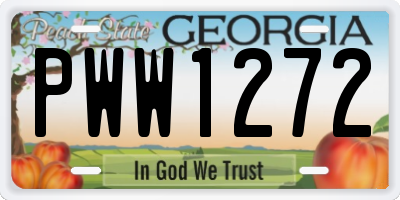 GA license plate PWW1272
