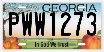 GA license plate PWW1273