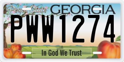 GA license plate PWW1274