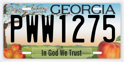 GA license plate PWW1275