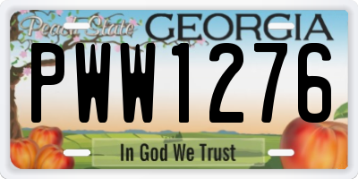 GA license plate PWW1276