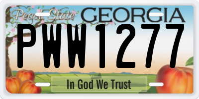 GA license plate PWW1277