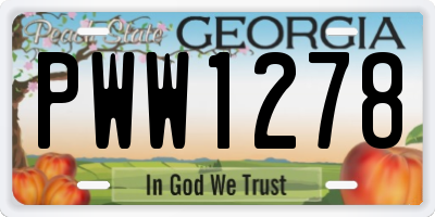 GA license plate PWW1278
