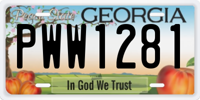 GA license plate PWW1281