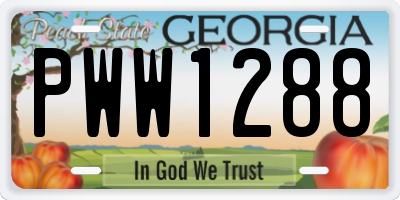 GA license plate PWW1288